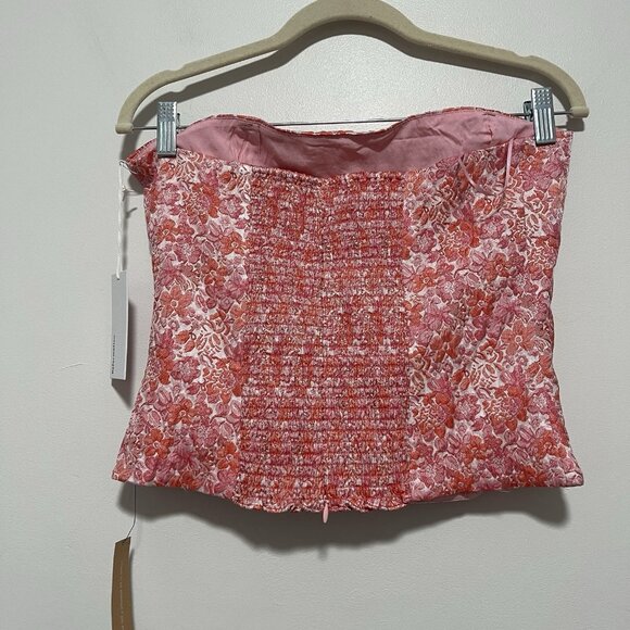 Reformation NWT Giorgia Strapless Top‎ in Pink Floral Blossom Size 10 - Picture 6 of 8